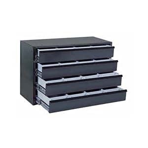 CRAFTLINE Modular Shallow 4 Drawer Rack Cabinet with Trays Black