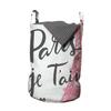 Ambesonne Paris Laundry Bag, Je Taime Lettering Vintage European Symbol of Romance Eiffel Tower Heart Shapes, Hamper Basket with Handles Drawstring Closure for Laundromats, 13" x 19", White Baby Pink view 1
