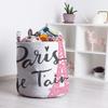Ambesonne Paris Laundry Bag, Je Taime Lettering Vintage European Symbol of Romance Eiffel Tower Heart Shapes, Hamper Basket with Handles Drawstring Closure for Laundromats, 13" x 19", White Baby Pink view 3