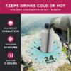 FineDine Water Bottle - Stainless Steel Insulated Water Bottle with Straw Lid, Flip Lid & Wide-Mouth Cap - Keeps Hot and Cold - 64 Oz / 1.89L - Brushed Stainless Steel view 3