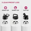 FineDine Triple Walled, Insulated Water Bottles with Straw - 64 Oz Stainless Steel Metal Bottle W/ 3 Leak Proof Lids - For Travel, School, Sports, Gym/Men, Women & Kids - Pure Pearly White view 4