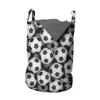 Ambesonne Soccer Laundry Bag, Football Match Balls Tournament Softball Monochrome Style of Artwork, Hamper Basket with Handle Drawstring Closure for Laundromats, 13" x 19", Pearl Black White view 1