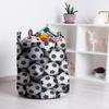 Ambesonne Soccer Laundry Bag, Football Match Balls Tournament Softball Monochrome Style of Artwork, Hamper Basket with Handle Drawstring Closure for Laundromats, 13" x 19", Pearl Black White view 3