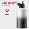 FineDine Water Bottle - Stainless Steel Insulated Water Bottle with Straw Lid, Flip Lid & Wide-Mouth Cap - Keeps Hot and Cold - 64 Oz / 1.89L - Dreamy Black-White view 2