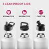 FineDine Water Bottle - Stainless Steel Insulated Water Bottle with Straw Lid, Flip Lid & Wide-Mouth Cap - Keeps Hot and Cold - 64 Oz / 1.89L - Dreamy Black-White view 4