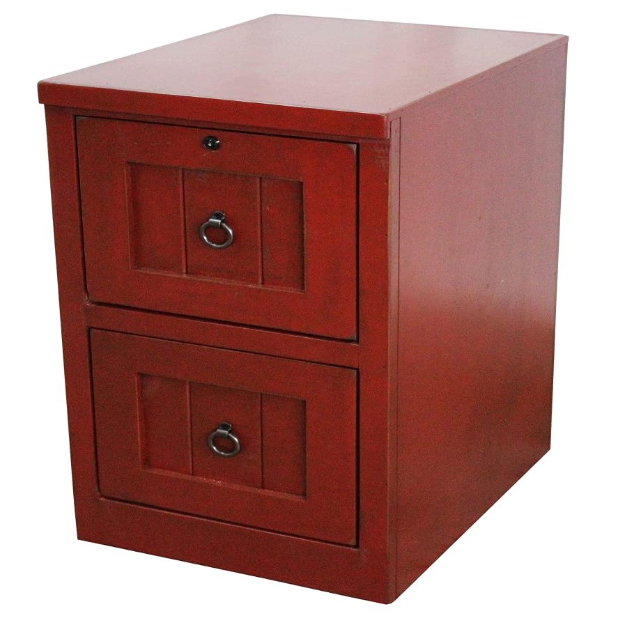 American Heartland 30002RR Rustic 2 Drawer File Cabinet, Rustic Red