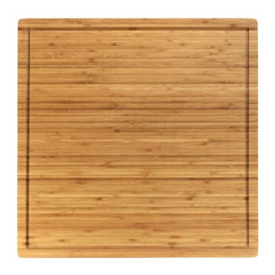 BambooMN Bamboo Burner Cover Cutting Board, 3-Ply, Large, Square - Grooved/Flat (20"x20"x0.75") - 2 Pieces
