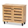 BOWERY HILL Oak Brown Finished Wood 2-Door Shoe Storage Cabinet view 1