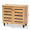 BOWERY HILL Oak Brown Finished Wood 2-Door Shoe Storage Cabinet view 3