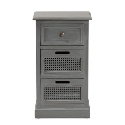 BOWERY HILL Modern Grey Finished Wood 3-Drawer Nightstand