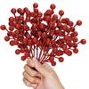 winemana 24 Pack 8 Inch Christmas Glitter Faux Winter Berry Sprigs, Artificial Sparking Red Berries Ornaments for Christmas Tree DIY Crafts Wreath Garland Decor (Red) view 1
