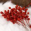 winemana 24 Pack 8 Inch Christmas Glitter Faux Winter Berry Sprigs, Artificial Sparking Red Berries Ornaments for Christmas Tree DIY Crafts Wreath Garland Decor (Red) view 3