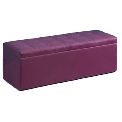 Storage Ottoman Cocktail Footrest Stool in Upholstered Midnight Faux Leather for The Living Room Storage Ottoman Entryway Bench Padded Seat Comfortable Seat (Color : Purple, Size : 40X40X40cm)