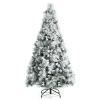 Goplus 6ft Snow Flocked Christmas Tree, Artificial Hinged Xmas Pine Tree w/ 652 Glitter Branches, Pine Cone & Red Berries, Frosty Tree for Indoor Holiday Festival Decoration view 1