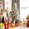 Goplus 6ft Snow Flocked Christmas Tree, Artificial Hinged Xmas Pine Tree w/ 652 Glitter Branches, Pine Cone & Red Berries, Frosty Tree for Indoor Holiday Festival Decoration view 2