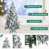Goplus 6ft Snow Flocked Christmas Tree, Artificial Hinged Xmas Pine Tree w/ 652 Glitter Branches, Pine Cone & Red Berries, Frosty Tree for Indoor Holiday Festival Decoration view 4