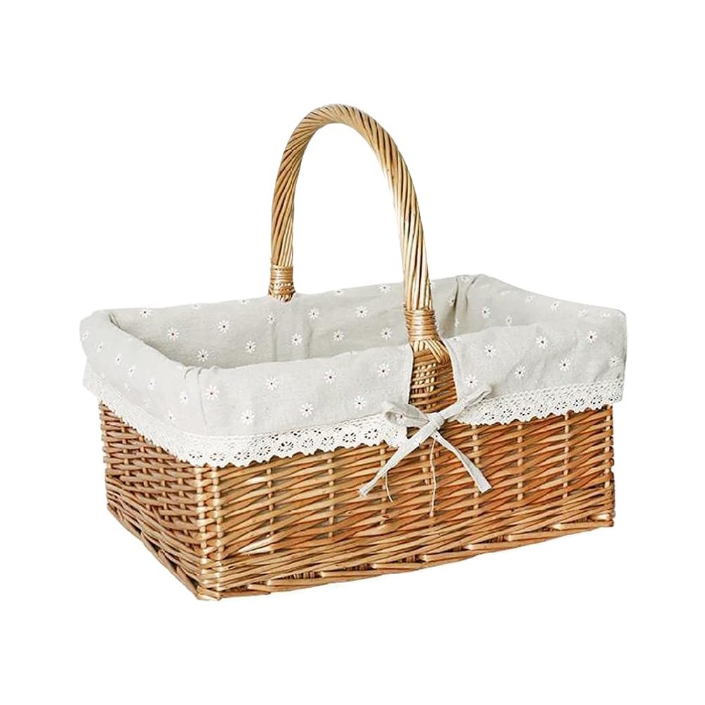 Cabilock 1pc Handmade Rattan Basket for Decorative Storage Elegant Woven Container for Flowers Fruits and Picnic Use Charming Rustic Design for Home and Garden