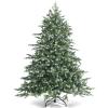 Goplus 6FT Artificial Christmas Tree, Feel Real Unlit Hinged Xmas Spruce Tree w/ 892 Mixed PE & PVC Branch Tips, Metal Stand, Wintry Indoor Decoration for Holiday Festival view 1