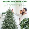 Goplus 6FT Artificial Christmas Tree, Feel Real Unlit Hinged Xmas Spruce Tree w/ 892 Mixed PE & PVC Branch Tips, Metal Stand, Wintry Indoor Decoration for Holiday Festival view 2