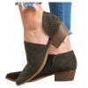 Hbeylia Women's Booties Boho Fashion Round Toe Hollow Out V Cut Slip On Chunky Mid Heels Ankle Boots Walking Shoes For Women Ladies Bohemian Beach Travel Sandals Shoes view 1