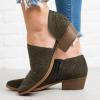 Hbeylia Women's Booties Boho Fashion Round Toe Hollow Out V Cut Slip On Chunky Mid Heels Ankle Boots Walking Shoes For Women Ladies Bohemian Beach Travel Sandals Shoes view 2