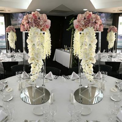2 Pcs-31.5inch-Tall Vase Flowers Stand Wedding Table Centerpiece Decoration Bouquet Decor Pillar Floral Backdrop Stand for Party Marriage Elegant Chandelier Centerpiece Stands