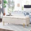 Apeaka Velvet Storage Bench Bedroom End of Bed Upholstered Tufted Settee Bench for Living Room Entryway Rectangular Storage Ottoman Bench Ivory view 1