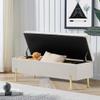 Apeaka Velvet Storage Bench Bedroom End of Bed Upholstered Tufted Settee Bench for Living Room Entryway Rectangular Storage Ottoman Bench Ivory view 2