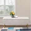 Apeaka Velvet Storage Bench Bedroom End of Bed Upholstered Tufted Settee Bench for Living Room Entryway Rectangular Storage Ottoman Bench Ivory view 3