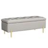 Apeaka Velvet Storage Bench Bedroom End of Bed Upholstered Tufted Settee Bench for Living Room Entryway Rectangular Storage Ottoman Bench Ivory view 4