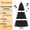 Goplus 6ft Pre-lit Black Christmas Tree, Hinged Artificial Halloween Tree w/ 250 Purple LED Lights & Metal Stand, Perfect Xmas Decoration for Holiday Festival Parties view 4