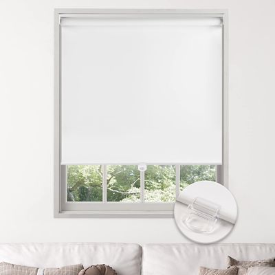 Boolegon Roller Shades for Window Cordless Blackout Blinds Custom Cut to Size UV Protection Energy Saving Shades for Living Room Bedroom Home,White,33" W x 56" H.