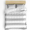 3 Piece Duvet Cover Set California King Size, Gray White Stripes Comforter Cover with Zipper Closure & Corner Ties Bedding Duvet Cover + 2 Pillow Sham view 1