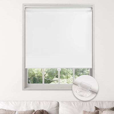 Boolegon Roller Shades for Window Cordless Blackout Blinds Custom Cut to Size UV Protection Energy Saving Shades for Living Room Bedroom Home,White,69" W x 64" H.