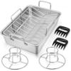 16" Roasting Pan with Rack, 7 PCS P&P CHEF Stainless Steel Turkey Roaster Lasagna Pan with Cooling Flat & V-shaped Baking Rack, Grilling Chicken Holder, Meat Shredding Claws, Dishwasher & Oven Safe view 1