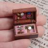 Acxico 1Pcs 1:12 Mini Miniature Wooden Jewelry Box Bedroom Accessories Mini Decor view 2