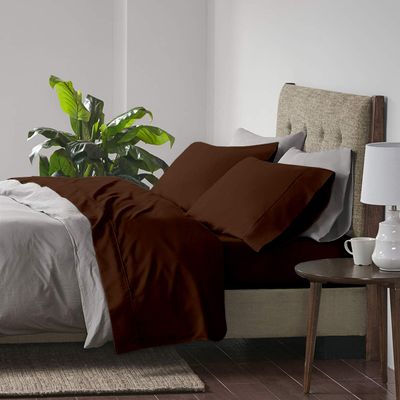 Queen Size Sheet Set-Queen Sheets Sets-Queen Sheet Set-Deep Pocket Queen Sheets-400 Thread Count Cotton Sheets Queen-4 Piece Sheet Set Queen-100% Cotton Sheets Queen Size Chocolate Solid Bed Sheets