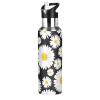Daisy Water Bottle Daisies Black White Water Bottle Kids Bottle with Straw Lid Kids Insulated Stainless Steel Water Flask Leakproof Bottle 20 oz view 1