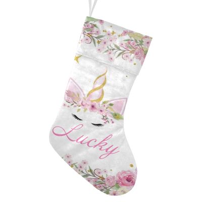 CUXWEOT Personalized Art Unicorn Christmas Stocking Customize Name Decor for Xmas Tree Fireplace Hanging Party 17.52 x 7.87 Inch