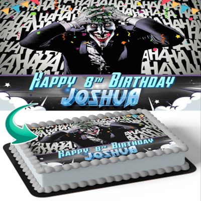 Cakecery The Joker Comic Edible Cake Image Topper Personalized Birthday Cake Banner 1/4 Sheet