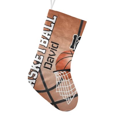 CUXWEOT Personalized Basketball Ball Christmas Stockings Customize with Name for for Family Kids Pet Holiday Decorations Gift 17.52 x 7.87 Inch