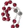 Needzo - Rosary Beads Catholic for Men, Miraculous Mary Rosaries with Red Glass Our Father Beads, Rosaries, and Silver Tone Crucifix, Prayer Necklace Religious Jewelry Gifts, 18 Inches view 2