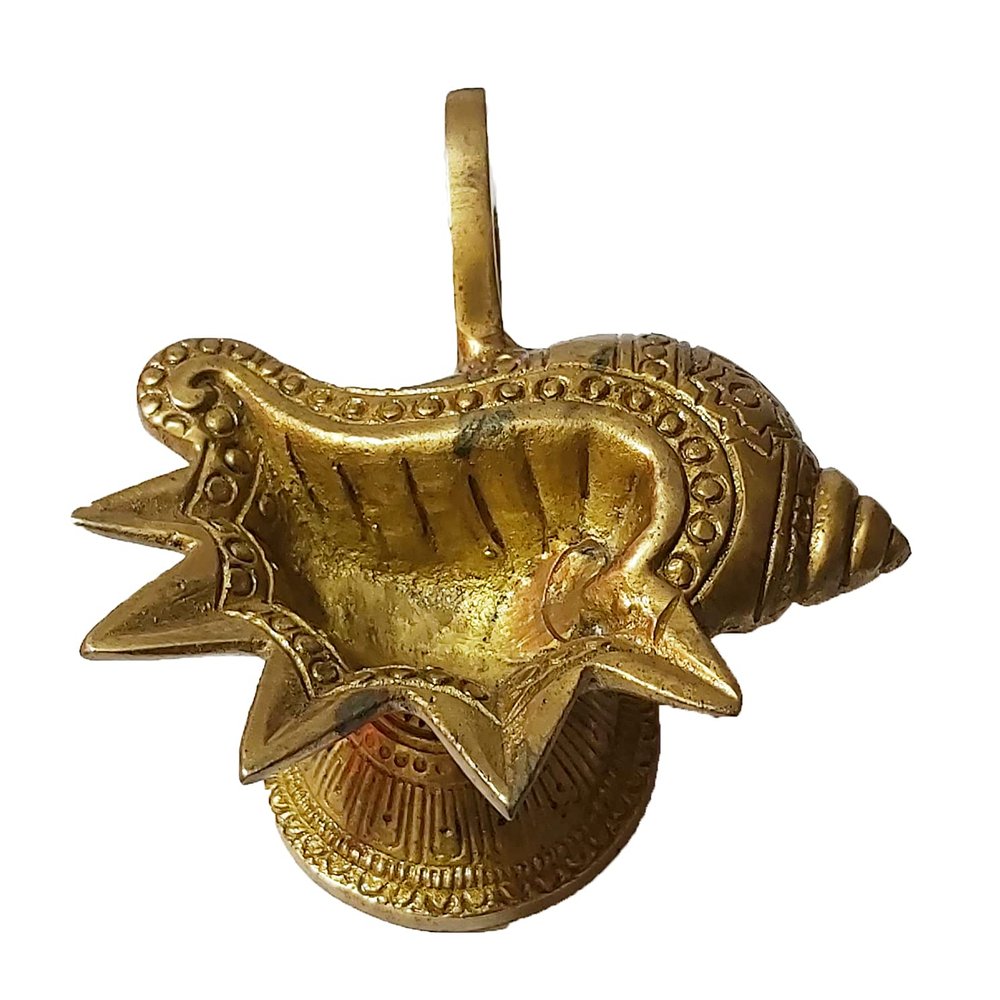 Handmade Indian puja Golden Oil lamp for Diwali Pooja Article akhand Diya for Pooja Purpose (Diya-14)