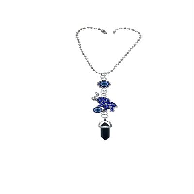 LUCKBOOSTIUM Evil Eye Elephant Hanging Charm Ornament - Decorative Accessories and Things to Hang In Your Car Mirror, Wall, Home or Office Door for Protection (Black Gemstone)