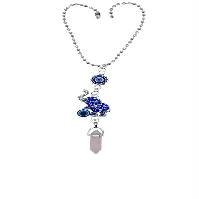 LUCKBOOSTIUM Evil Eye Elephant Hanging Charm Ornament - Decorative Accessories and Things to Hang In Your Car Mirror, Wall, Home or Office Door for Protection (Pink Crystal)