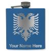 6oz Stainless Steel Flask, Flag of Albania, Personalized Engraving Included (Dark Blue) view 1