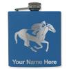 6oz Stainless Steel Flask, Horse Racing, Personalized Engraving Included (Dark Blue) view 1