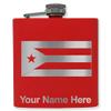 6oz Stainless Steel Flask, Flag of Cuba, Personalized Engraving Included (Red) view 1