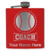 6oz Stainless Steel Flask, Baseball Coach, Personalized Engraving Included (Red) view 1