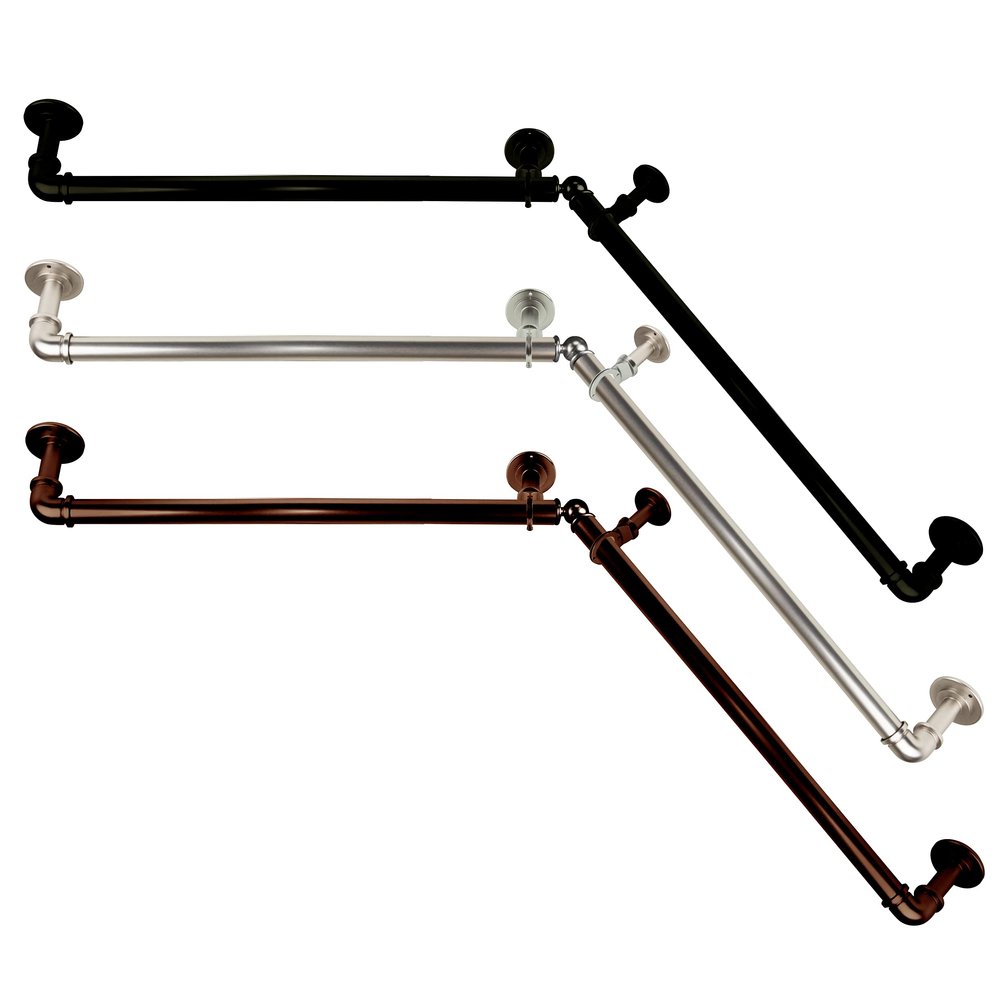 1" Blackout Corner Curtain Rod 48-84 inch - Satin Nickel